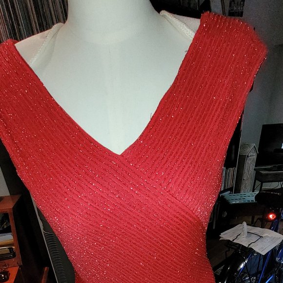 Vanessa Stevens Red Sparkle Evening Gown Circa 1993 - Picture 1 of 8